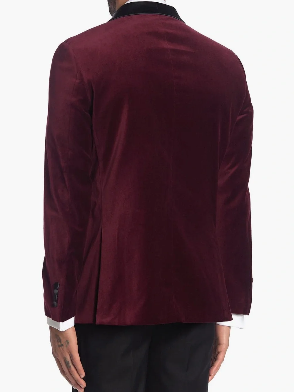 Burgundy Shawl Collar Single Button Velvet Suit Separate Sport Coat